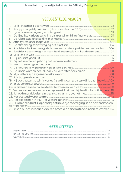 Inhoudsopgave veelgestelde vragen – Handleiding Affinity Designer